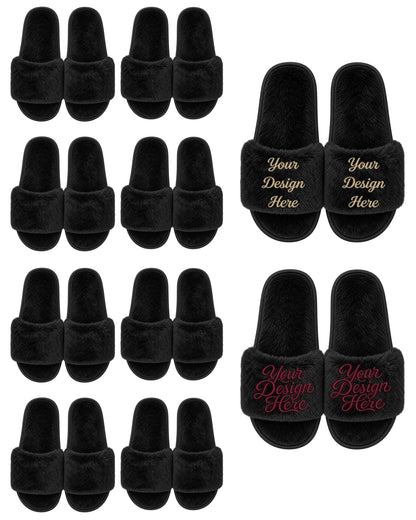 Set of 10 black slippers.