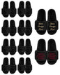 Set of 10 black slippers.