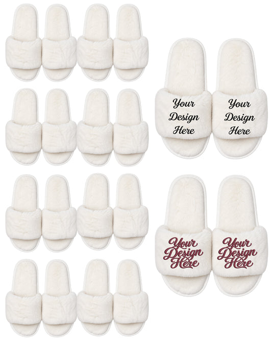 Set of 10 ivory slippers.