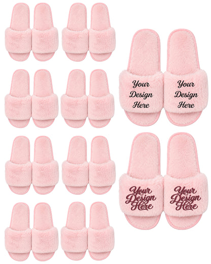 Set of 10 pink slippers.