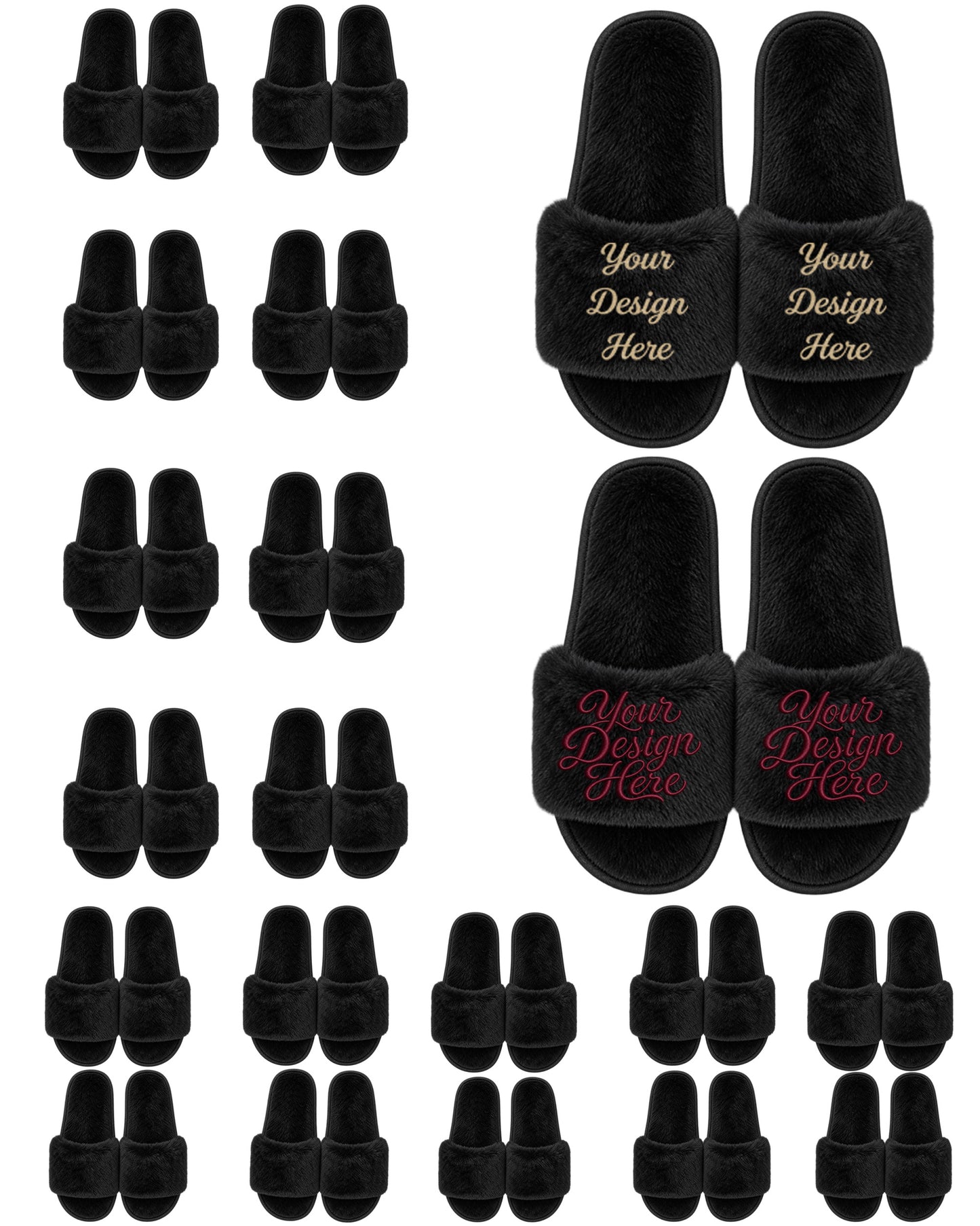Set of 20 black slippers.