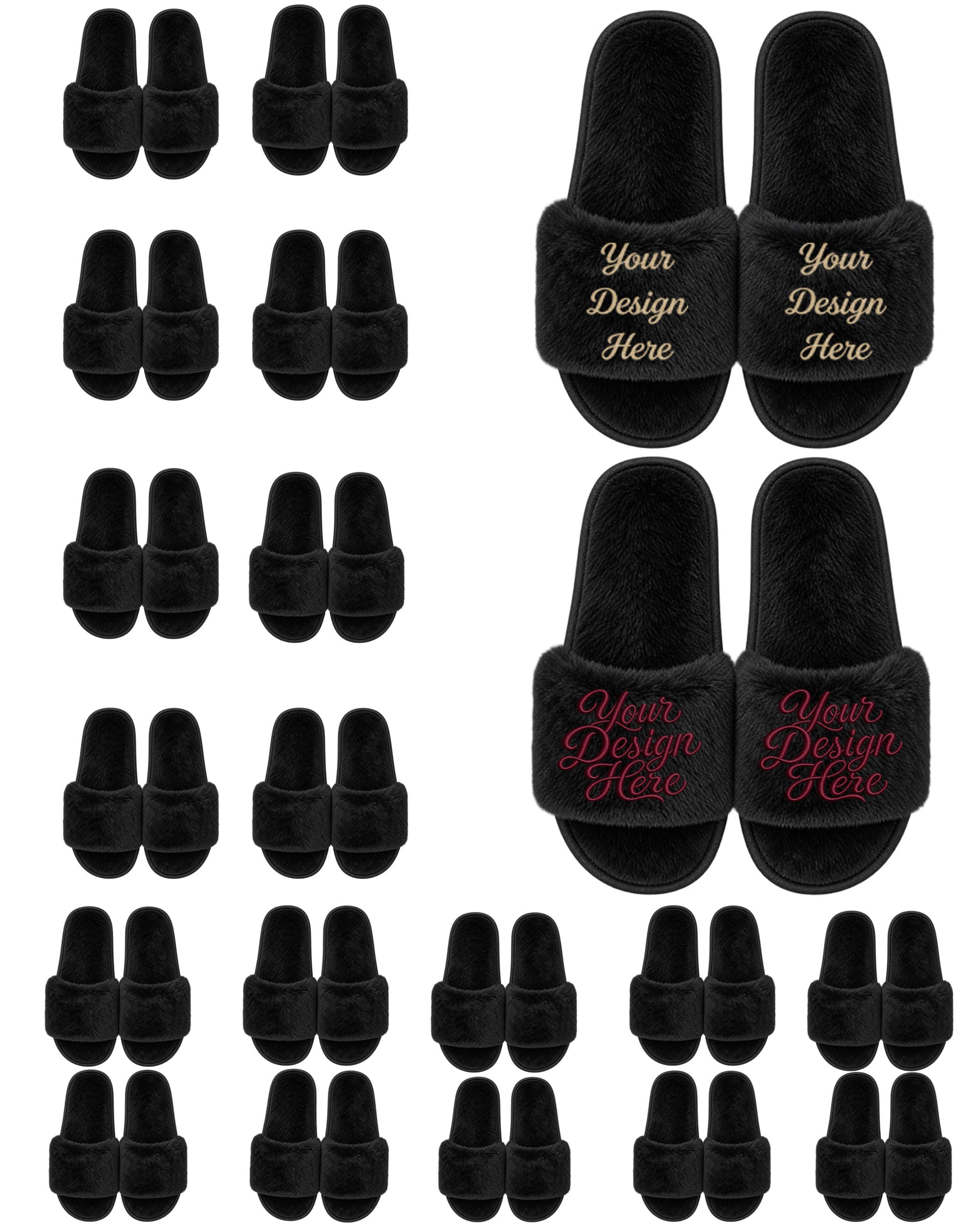 Set of 20 black slippers.
