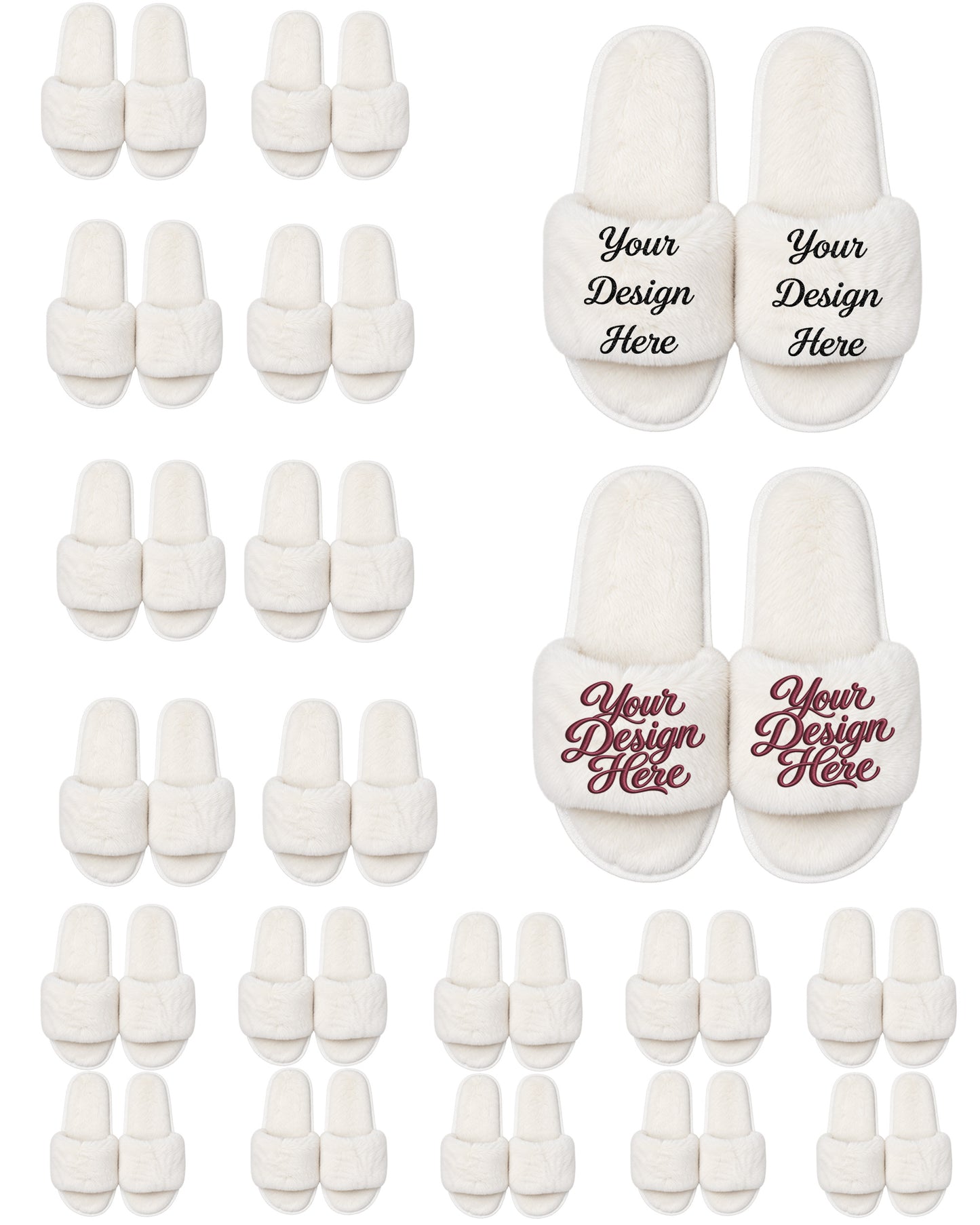 Set of 20 ivory slippers.