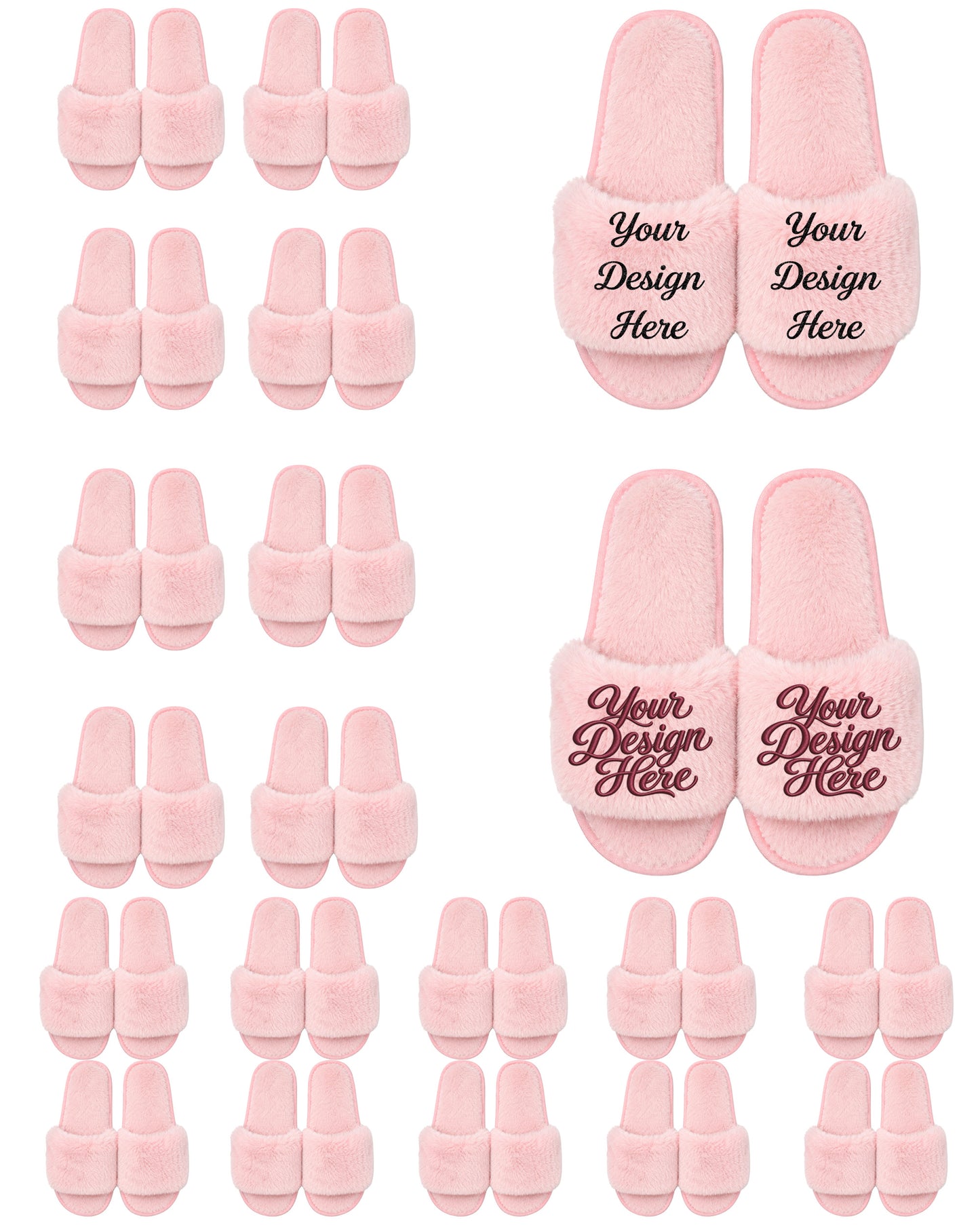 Set of 20 pink slippers.