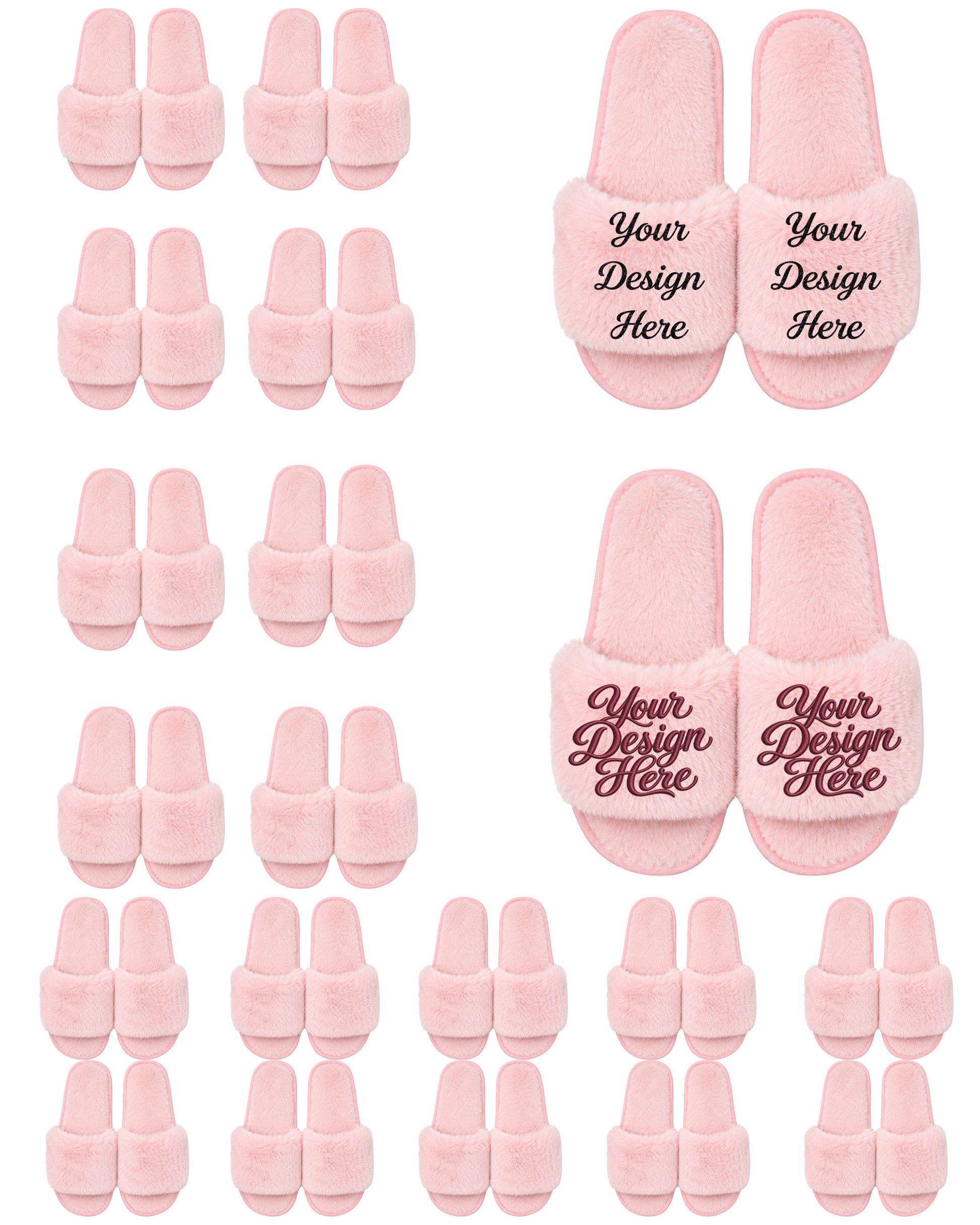Set of 20 pink slippers.