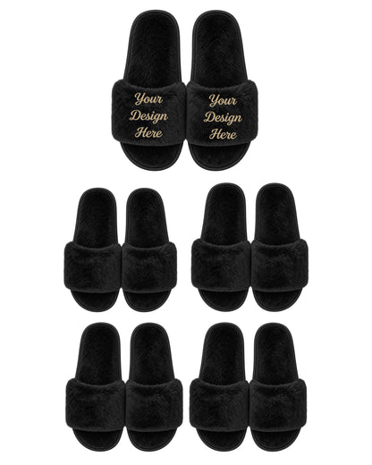 Set of 5 black slippers.