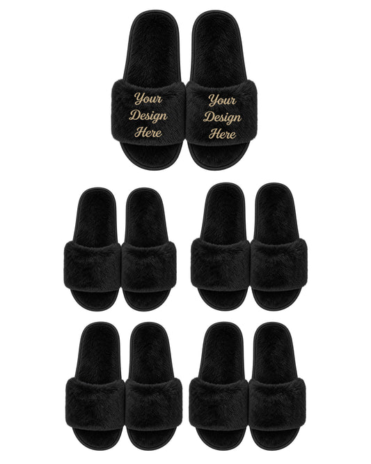 Set of 5 black slippers.