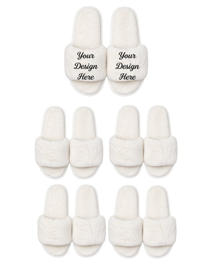 Set of 5 ivory slippers.