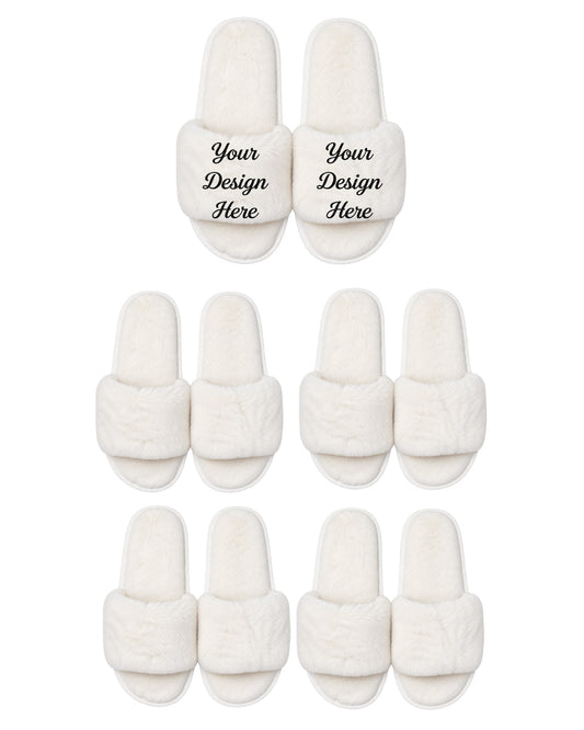 Set of 5 ivory slippers.