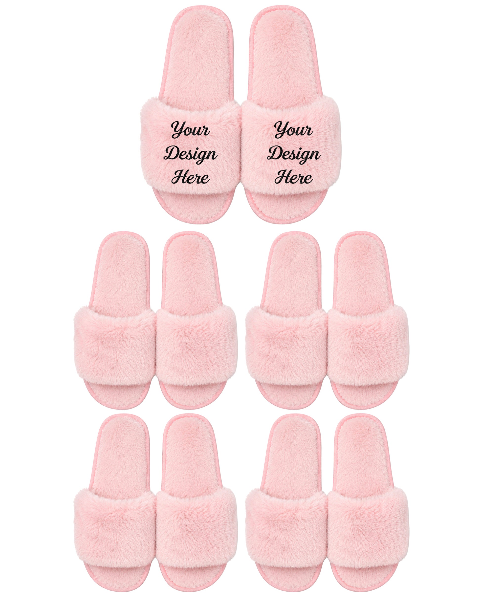 Set of 5 pink slippers.